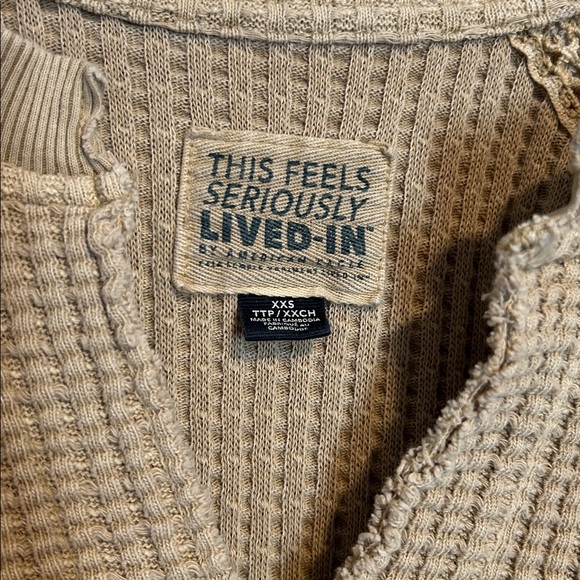 Aerie Feels Seriously Live In Tan Waffle Long Sleeve Women's XXS - Picture 2 of 4